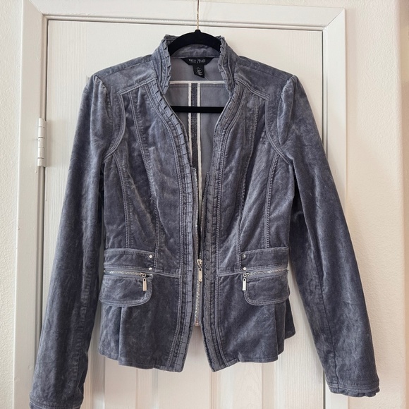 WHBM Gray Crushed Velvet Jacket - Picture 3 of 12